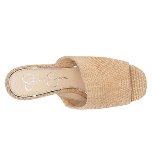 Jessica Simpson Camree Platform Slide Sandals Raffia Block Heels 7.5M NEW - Picture 6 of 14